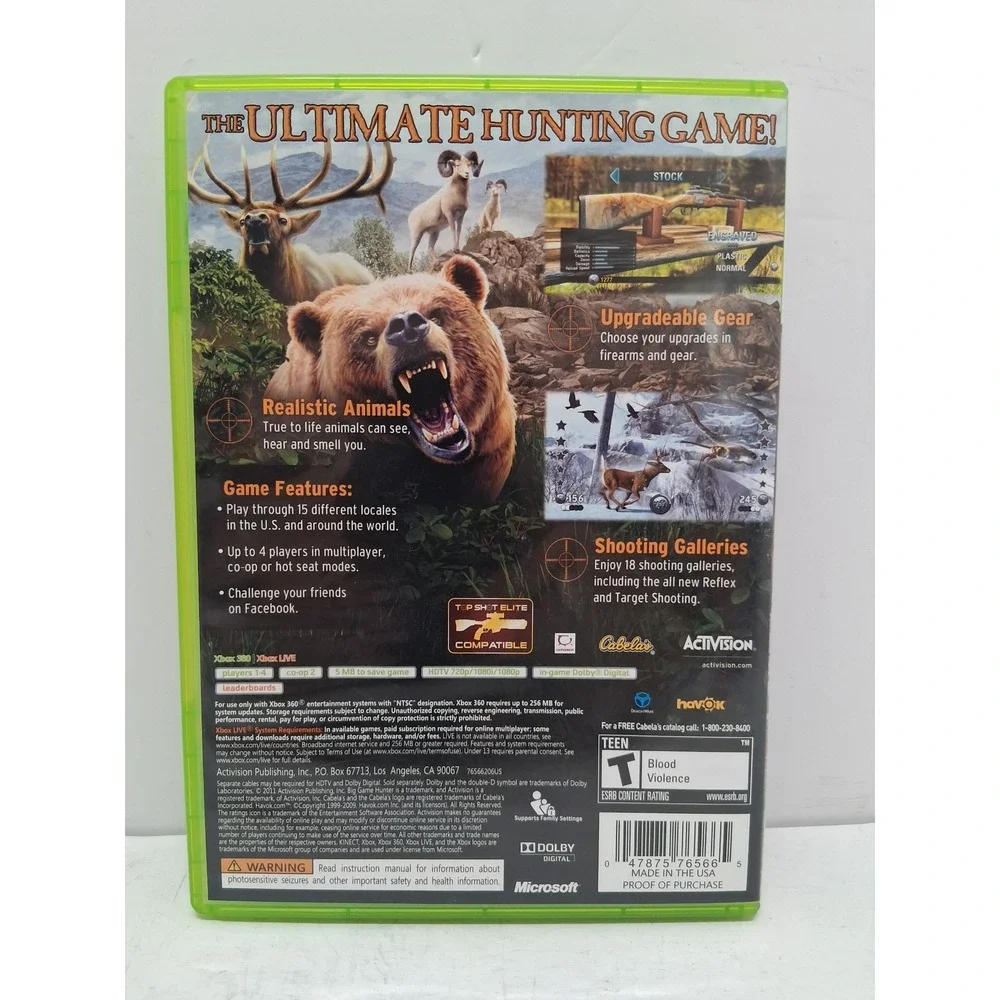 Cabelas Big Game Hunter 2012 Xbox 360 Activision Hunting Game Disc Only
